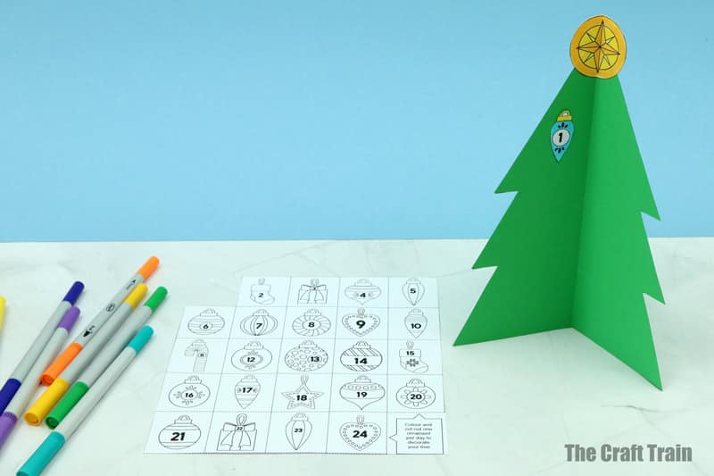 printable Christmas tree advent calendar