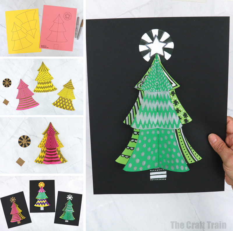 Christmas tree doodle art for kids