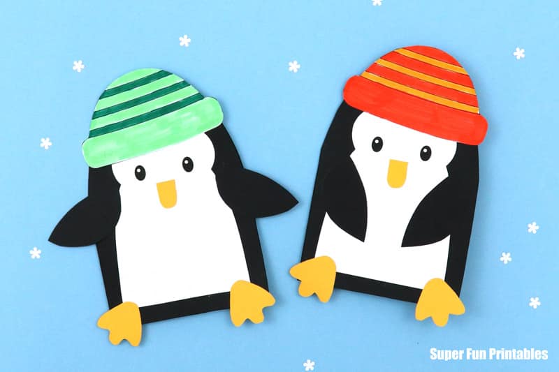 penguin card with printable template