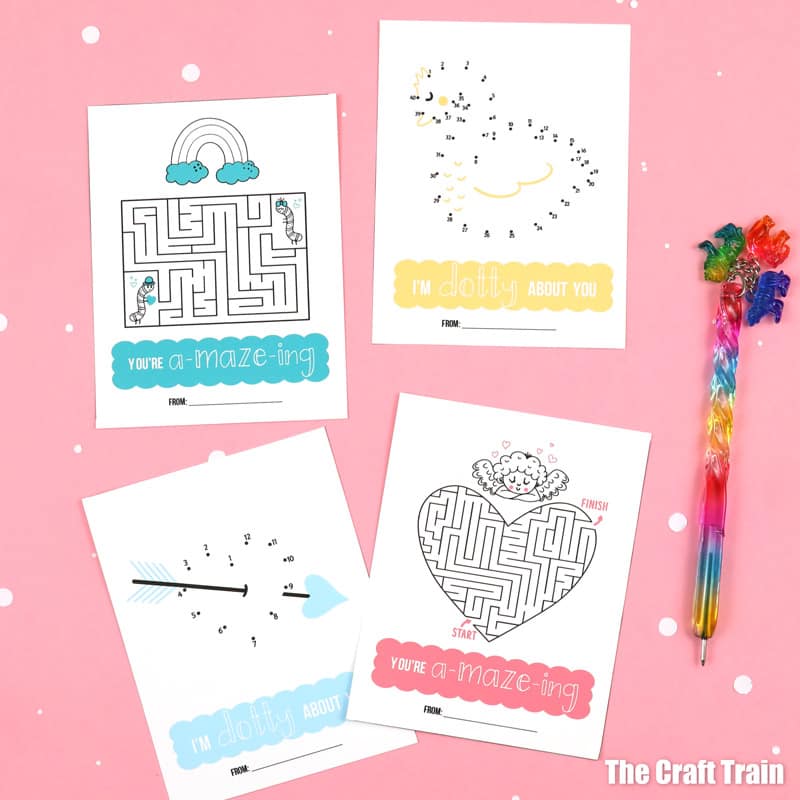 Super cute puzzle valentines. You're A-MAZE-ing and I'm DOTTY over you 