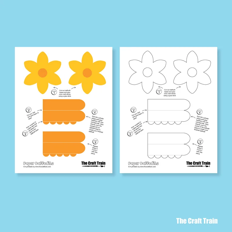 Paper daffodil printable template