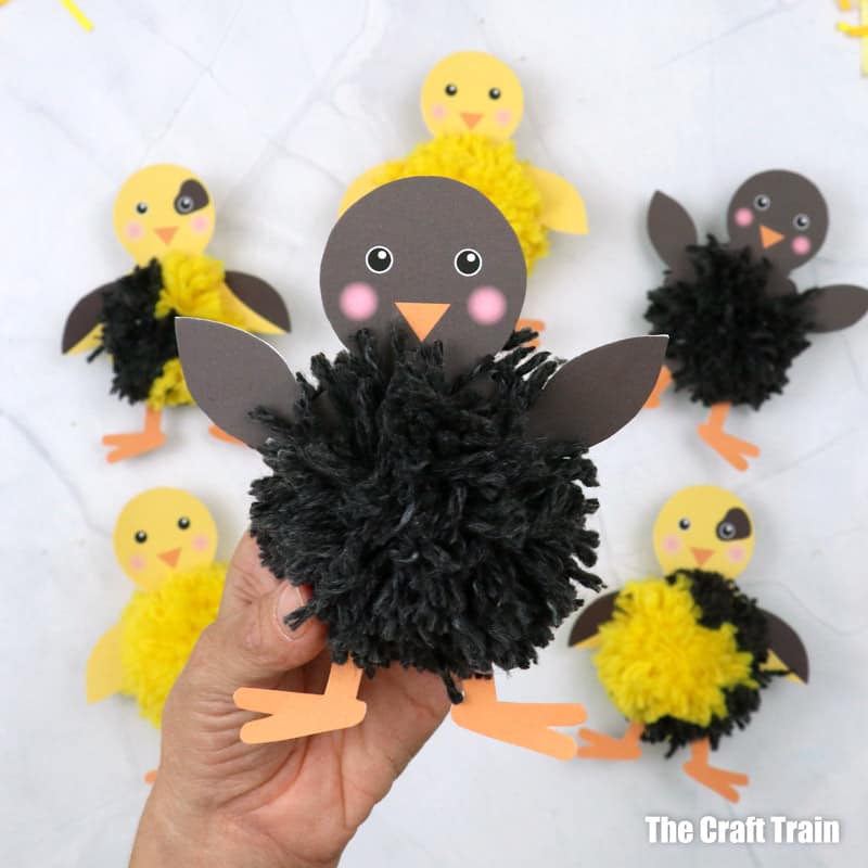 pom pom chick craft for kids