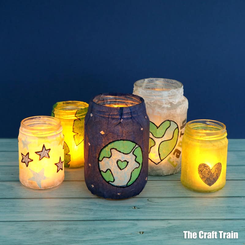 Mason Jar lanterns for Earth Day