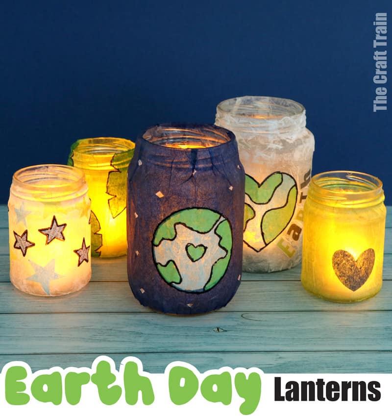Recycled mason jar lanterns for Earth Day