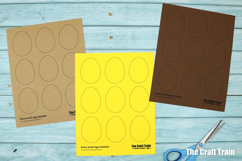 paper eggs template printed to cardstock for making fluffy chick cards
