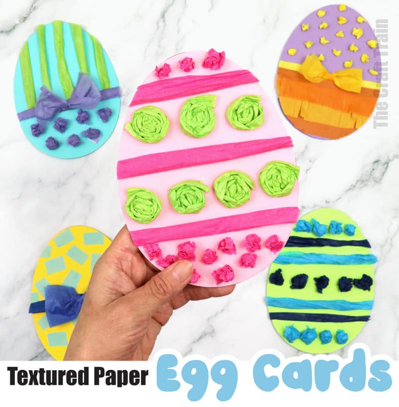 textured paper egg cards to make for Easter with printable template