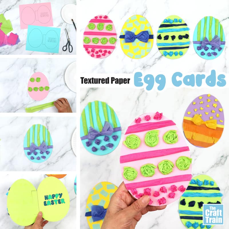 Easter card craft idea — make textured paper egg cards using tissue wrap