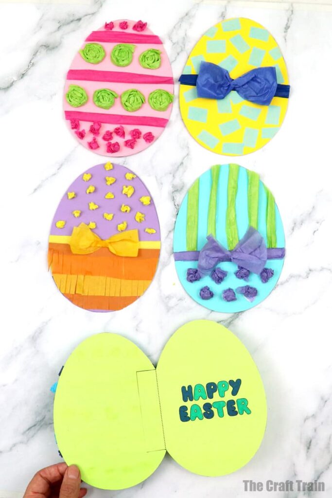 textured paper egg cards kids can make