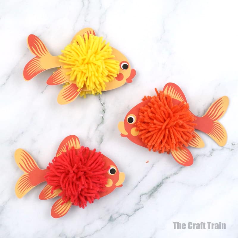 fluffy pom pom goldfish craft
