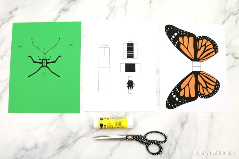 Template for monarch butterfly papercraft
