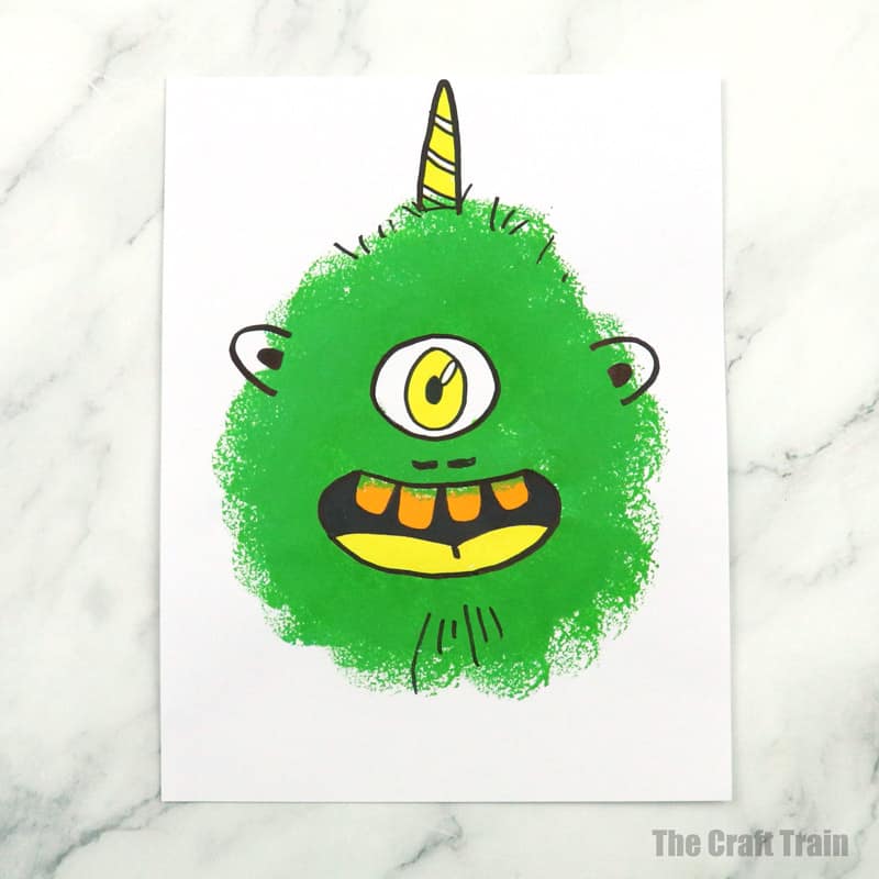 monster art idea using a masking technique