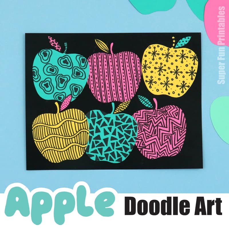 apple doodle art project with free apple template