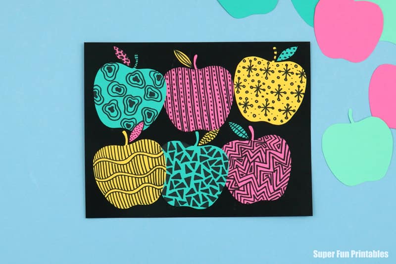 apple doodle art project for kids
