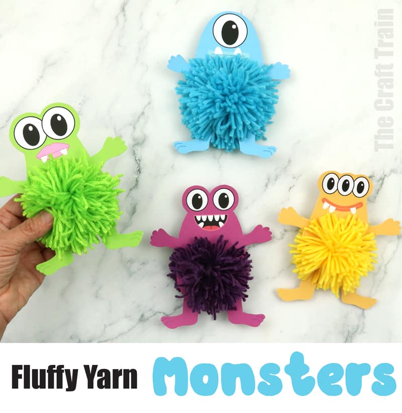 Fluffy Yarn Monsters printable craft for kids