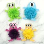 Fluffy yarn monster craft for kids