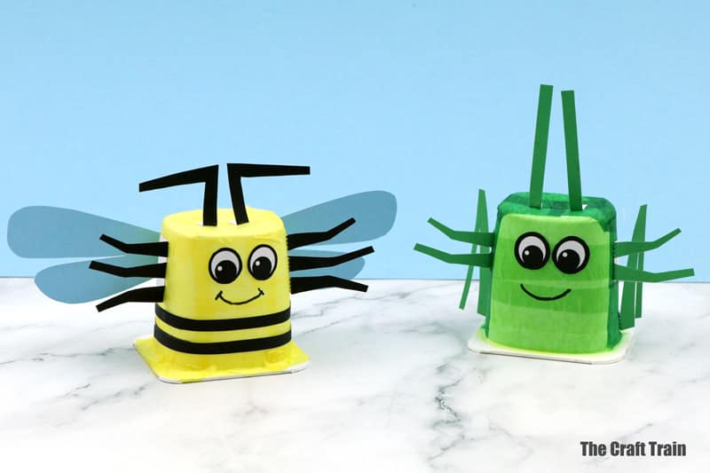 Glow bug craft for kids made from recycled plastic containers
