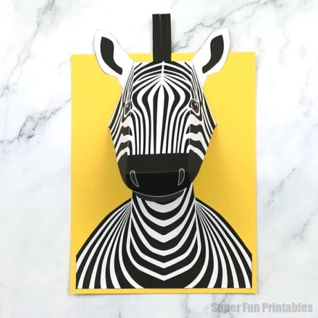 Zebra craft for kids – make a 3D paper zebra portrait that 'pops' off the page