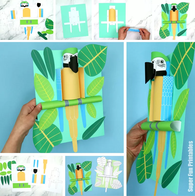 Parrot craft for kids — make a 3D paper Macaw