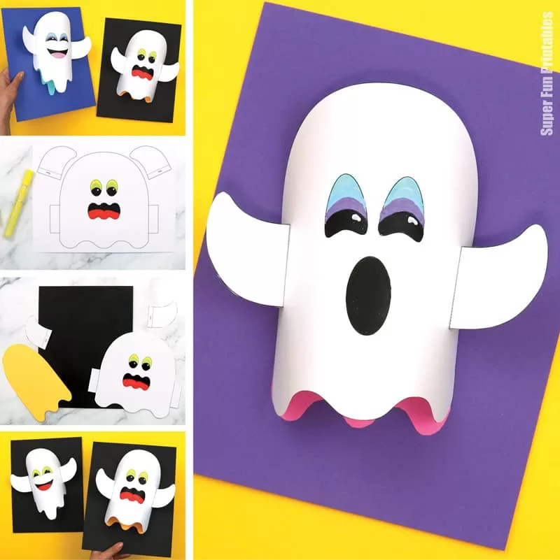 3D paper ghost craft for kids