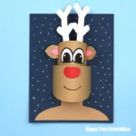 3D reindeer craft with printable template — Rudolph version