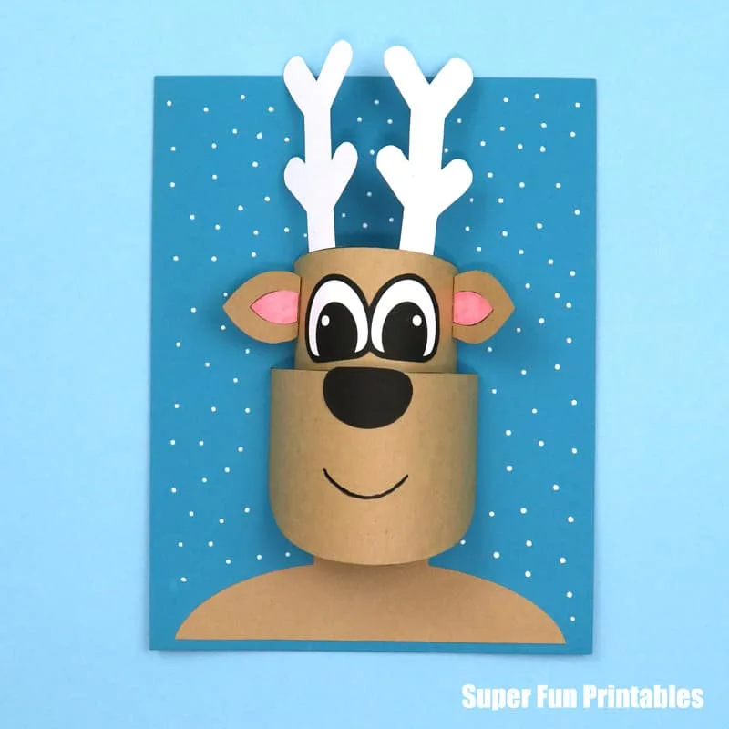 3D reindeer craft with printable template