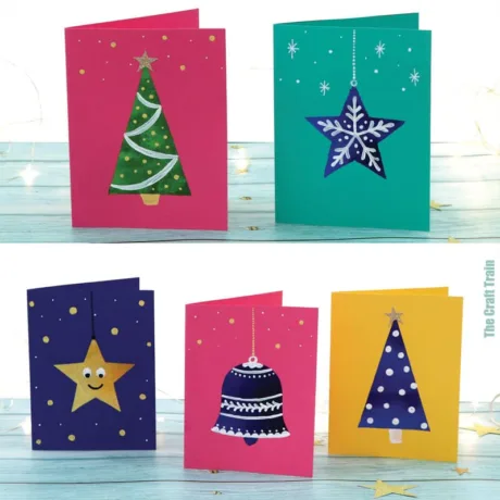 Christmas shape cards you can batch process. So pretty and tweakable for different age groups