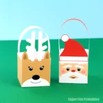 Santa and reindeer Christmas basket craft for kids