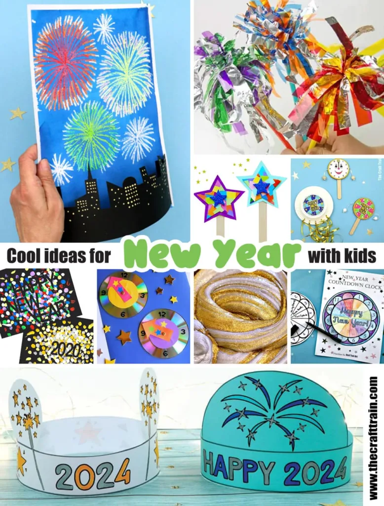 Cool ideas for New Year with kids—over 20 fun ideas for celebrating New Year with kids. Includes party crafts, hats, noisemakers, printables, fireworks rafts and more!