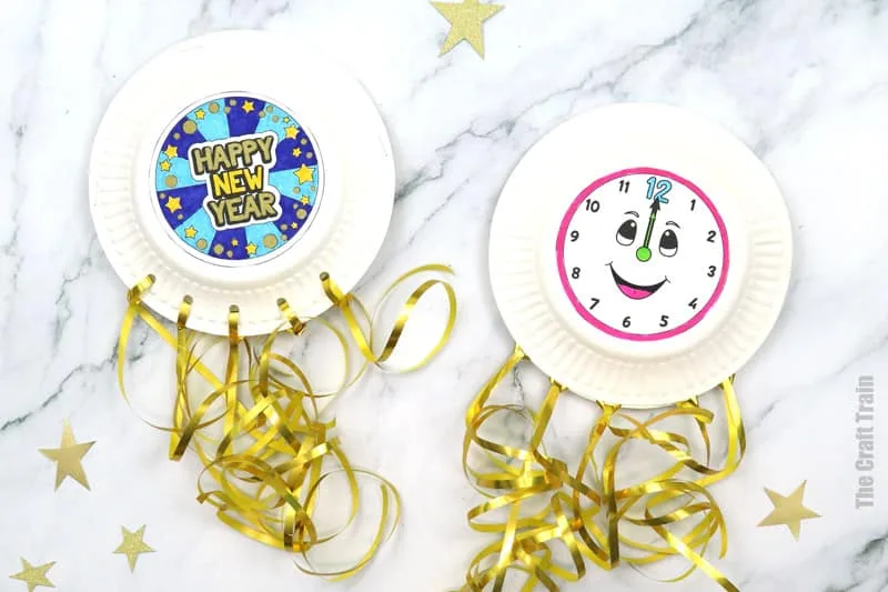 New Year paper plate noisemaker craft