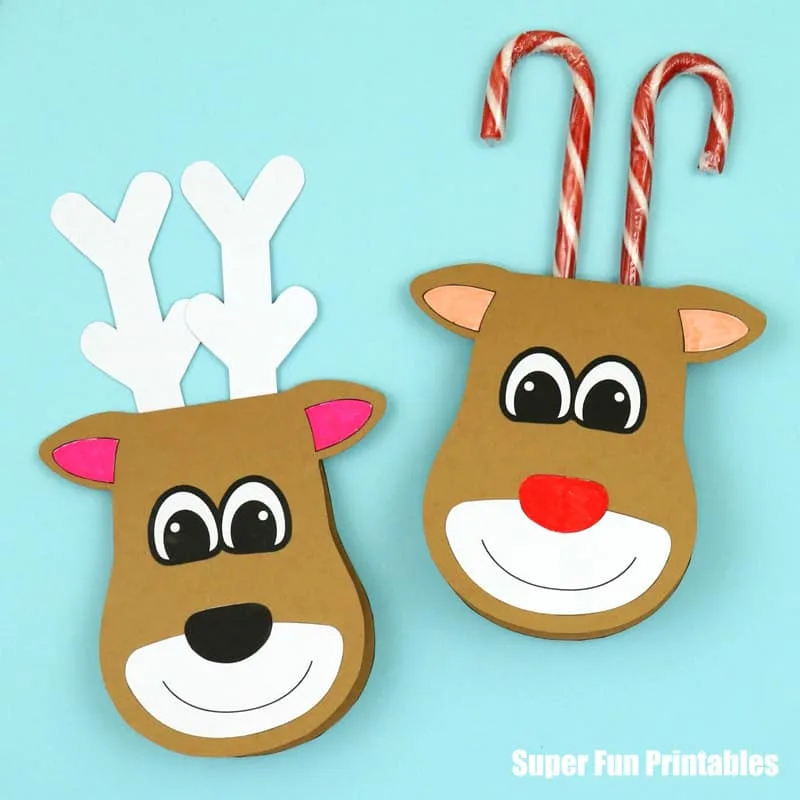 Candy cane reindeer card kids can make