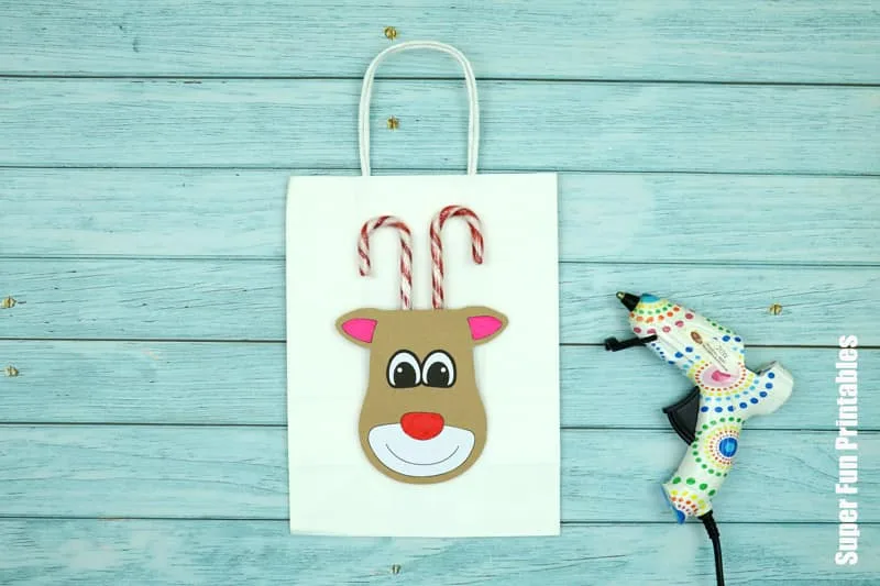 Candy cane reindeer gift bag