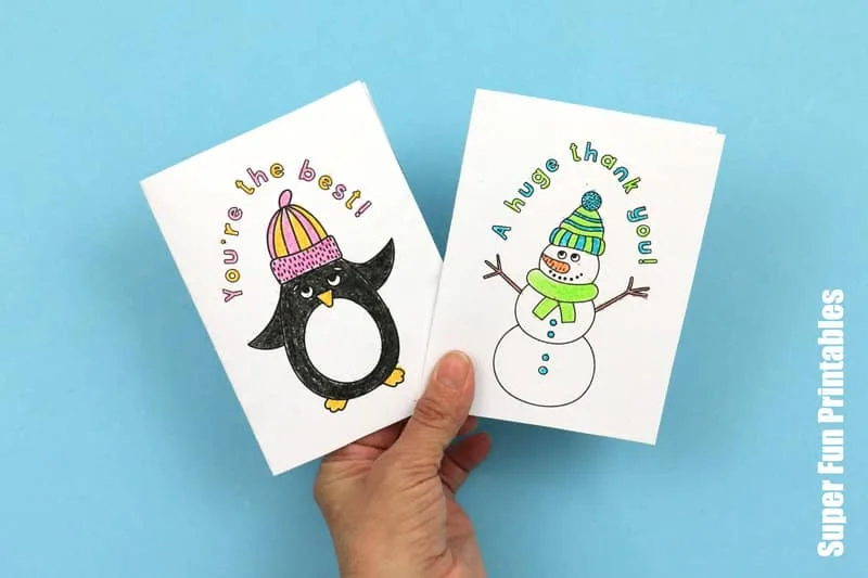 Printable thank you cards for kids to color