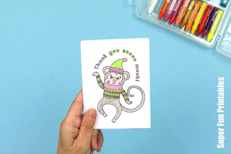 Print and colour thank you cards for kids