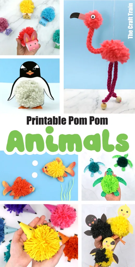 Printable pom pom animal crafts for kids