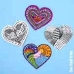 Valentines Day doodle art heart cards