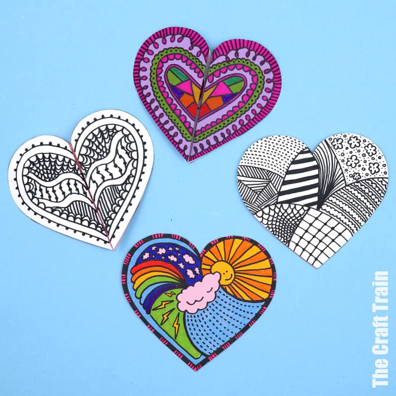 Doodle art heart cards