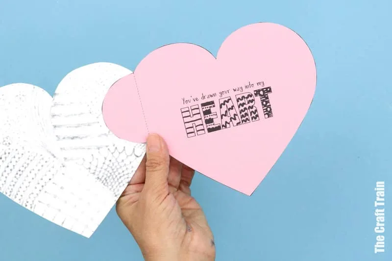 Inside Valentine heart doodle art card