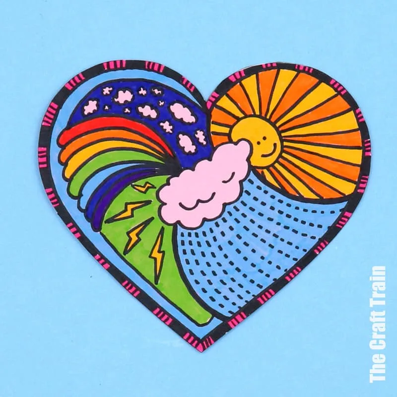 Weather-inspired doodle art Valentines Day card