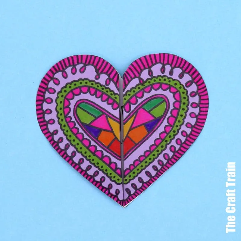 Valentines Day doodle art heart-shaped card