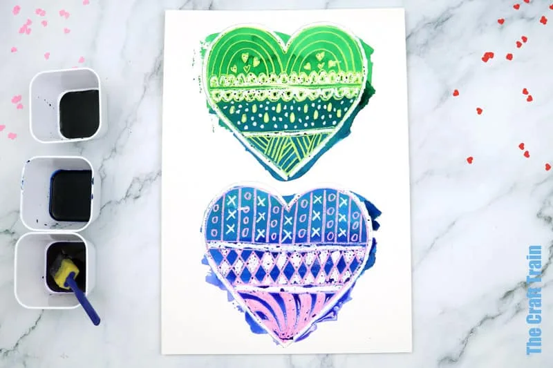 Process steps for crayon resist watercolour heart art
