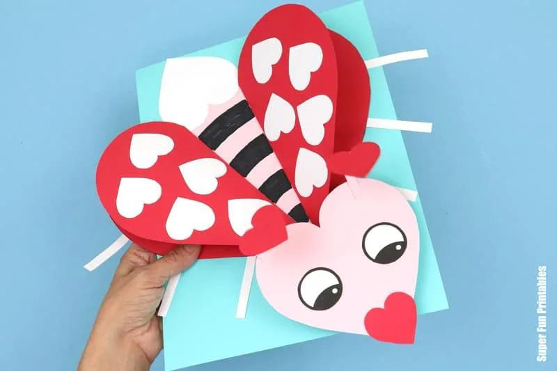 3D lovebug craft for kids made from paper hearts