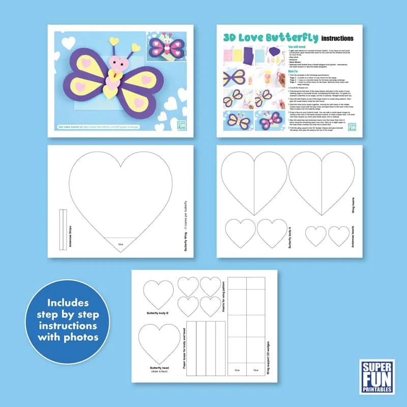 Love butterfly printable template and instructions