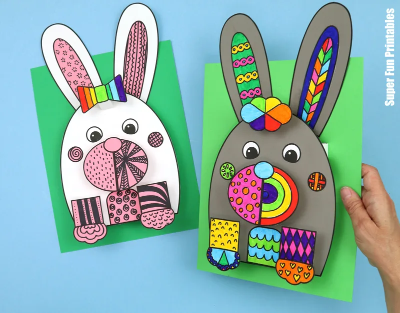 3D pattern bunny art project for kids