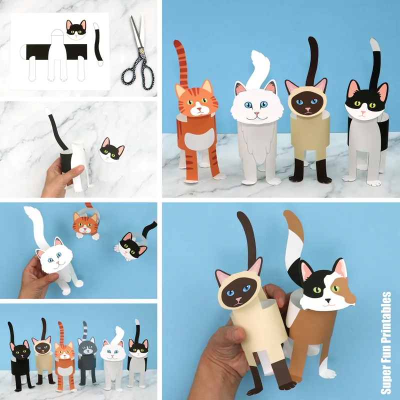 Printable paper cat craft for kids
