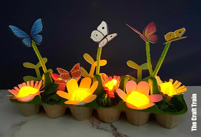 Butterfly garden night light printable craft for kids