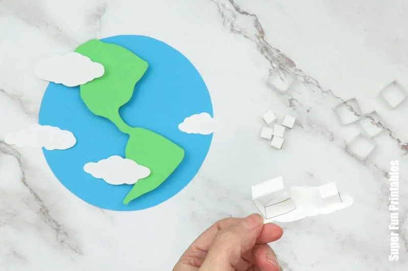 Paper earth 3D wall art steps - adding the clouds