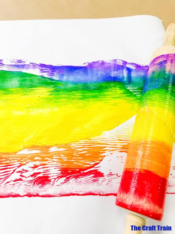 Rolling pin rainbow art process art activity for kids