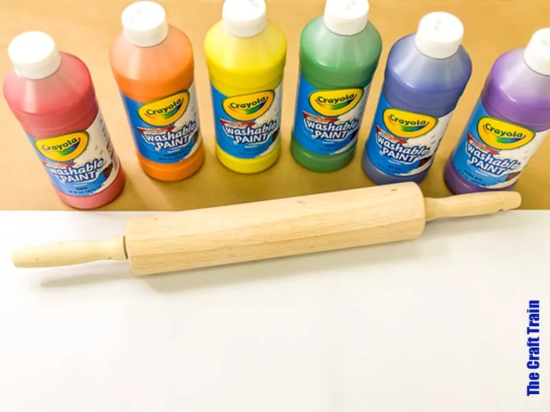 Rolling pin rainbow art supplies